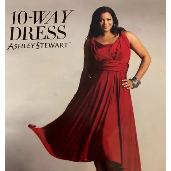 NWT Ashley Stewart 10 Way Infinity Dress Red Plus Size 1X - Picture 1 of 11